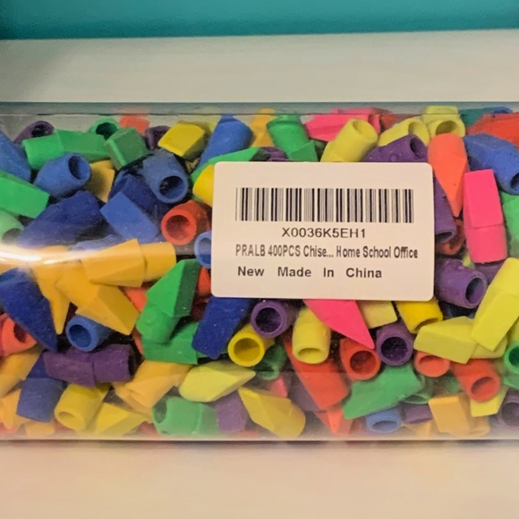 400 Pcs Pencil Top Erasers Chisel Shape Cap Erasers In 8 Assorted Colors NEW Lot - Picture 4 of 8